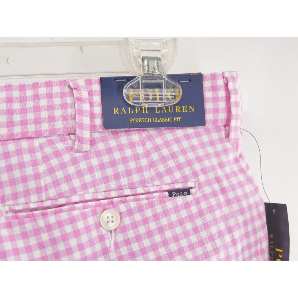 NWT Polo Ralph Lauren Men's Classic Fit Blackwatch Plaid Shorts Pink White 32 9" - Picture 7 of 9